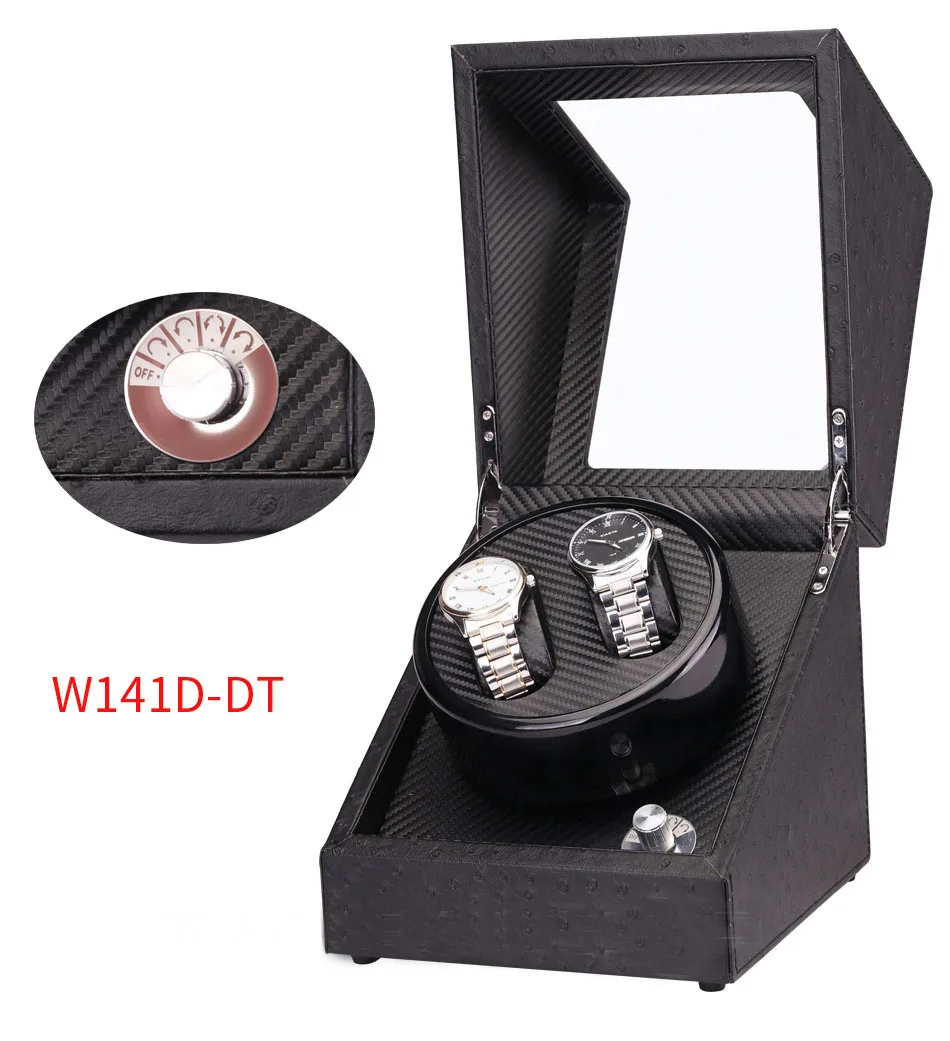 DT LISM Wooden Auto Watch Winder Irregular Shape Transparent Cover Wristwatch Box with EU/US Plug Luxury 2 Box Automatic Watch - Цвет: DT