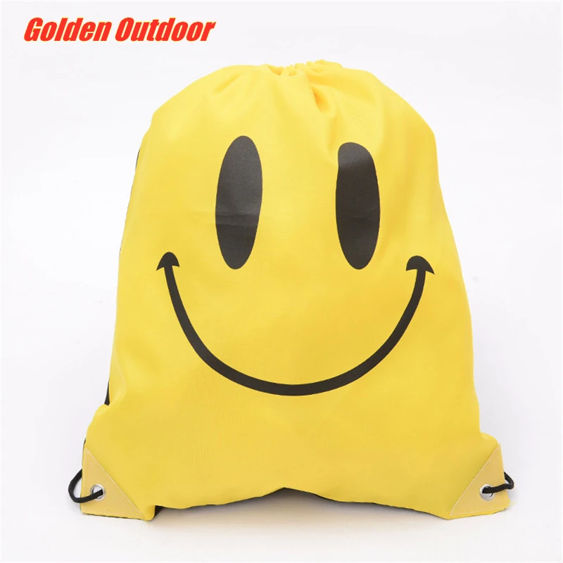 Fashion Smile Face Gym Bags Outdoor Waterproof Drawstring Bag Children Shopping Mini For Girls Boys Kids Backpack | Спорт и