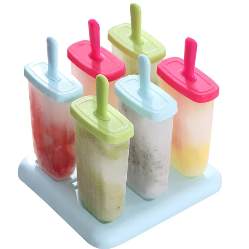 

Lolly Mould Tray Pan Kitchen 6 Cell Frozen Ice Cube Molds Popsicle Maker DIY Ice Cream Tools y13