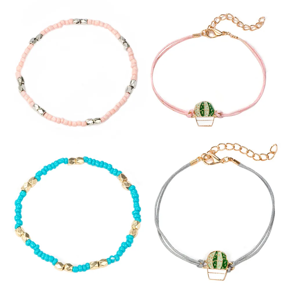 4 шт Стильный браслет для мужчин и женщин Boho яркие красочные веревки Pulseira Ретро