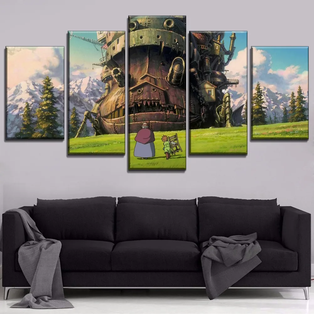 Модульный художественный Декор на холсте и стене 5 панелей движущийся замок Хоя