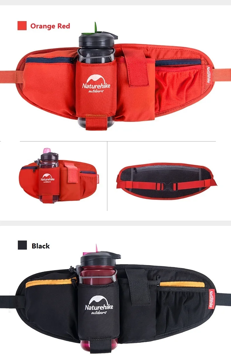 Naturehike Мужская и женская спортивная поясная сумка унисекс, сумка на пояс для бутылки воды, сумка для бега, пешего туризма, велосипедного телефона, водонепроницаемые поясные сумки черного и красного цвета