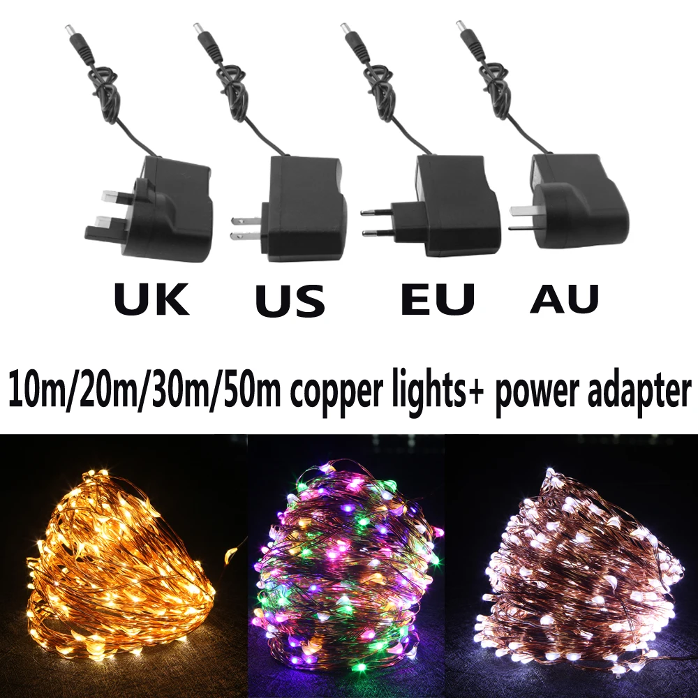 

10m 20m 30m 50m Outdoor Home Decorative Light Christmas Fairy Lights Warm White Copper Wire LED String Lights Xmas Starry Light