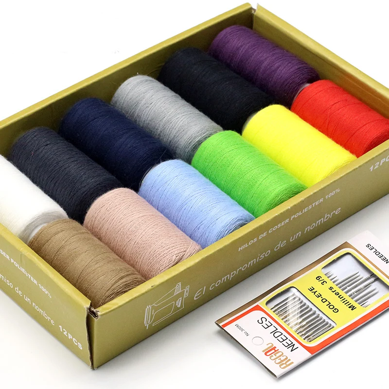 12pcs sewing thread 12 шт разных цветов в упаковке нитки для ручного шитья 500 ярдов в рулоне швейные принадлежности швейный оверлок машинная нить - Цвет: 12pcs sewing thread
