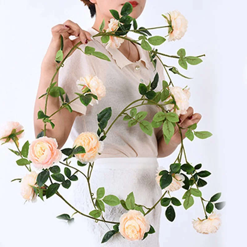 1 х Искусственный Пион Гирлянда Шелковый цветок лоза плюща Свадебный садовая