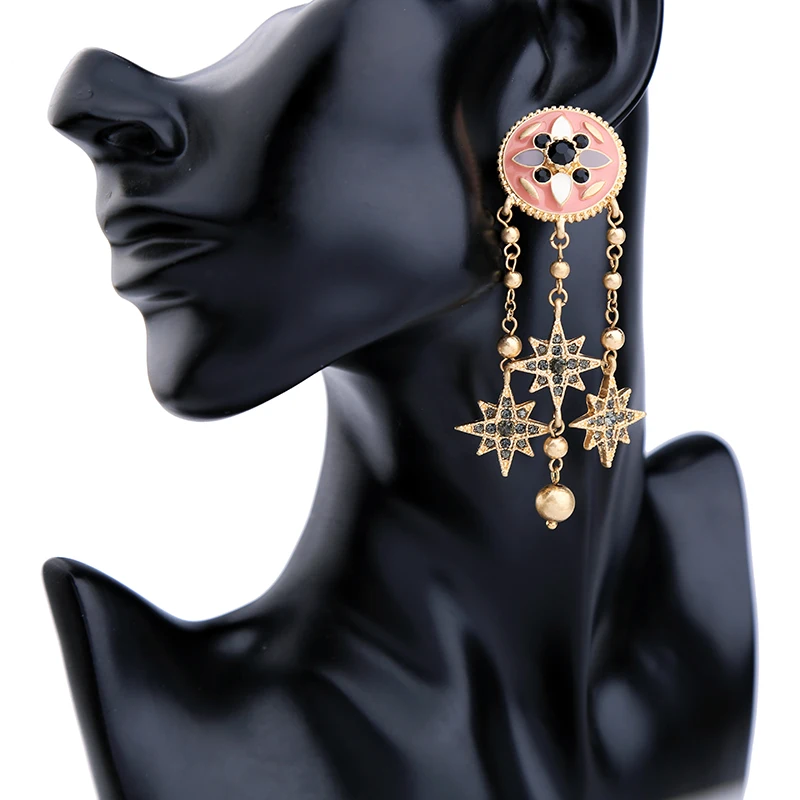 Винтажные серьги-подвески в богемном стиле золотистого цвета | Украшения и