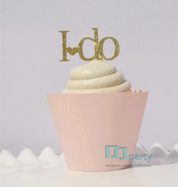 20 шт. ручной работы Золотые сверкающие буквы I do Cup торт Topper s свадебный topper