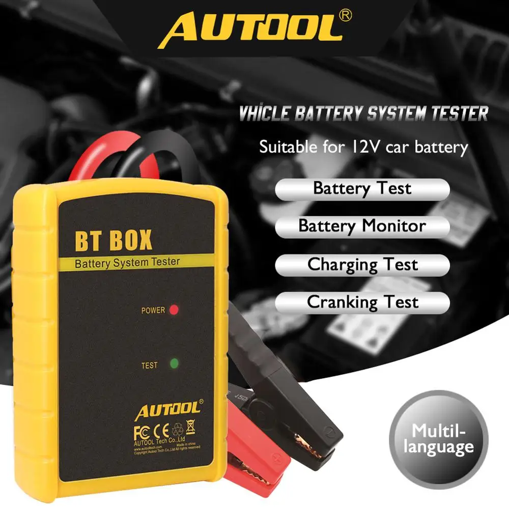AUTOOL BT BOX 12 в автомобильный тестер батареи Bluetooth беспроводной анализатор заряда батареи автоматический диагностический для Android IOS телефона