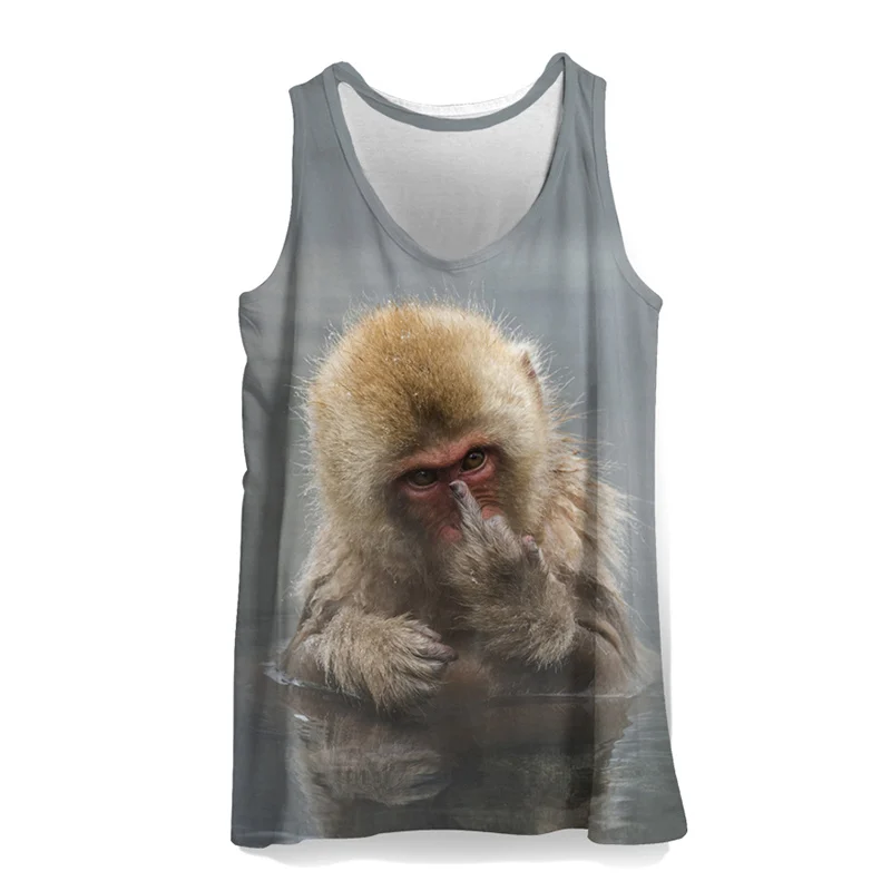 Мужская майка с 3D принтом обезьяны повседневный пляжный жилет без рукавов