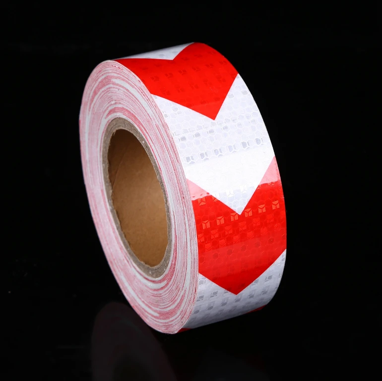 White with Red 5 см* 45 м/рулон стрелка светоотражающие наклейки клейкая лента для автомобиля грузовика мотоцикла безопасности предупреждающий, светоотражающий полосы светофора лента безопасности - Название цвета: White with Red
