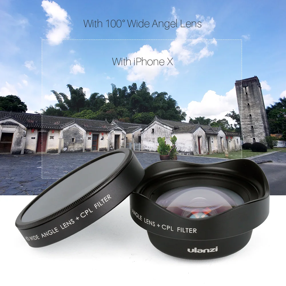 Объектив ulanzi HD 4K для телефона 2X Telephoto 100 широкоугольный CPL 238 рыбий глаз iphone 7/8 X HUAWEI
