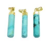 long 24k gold turquoises jewelry necklace pendants for women girl gem stone howlite stick pendulum pillar energy point healing