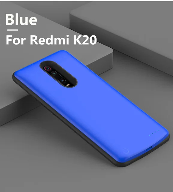 Blue For Redmi K20 Чехол для зарядки аккумулятора для Redmi K20 Pro, портативный Дополнительный внешний аккумулятор, чехол для зарядного устройства для Xiaomi Redmi K20, внешний аккумулятор, чехол - Цвет: Blue For Redmi K20