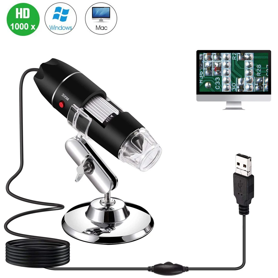 USB Цифровые микроскопы 500x/1000x8 светодио дный увеличивающий эндоскоп Камера с OTG