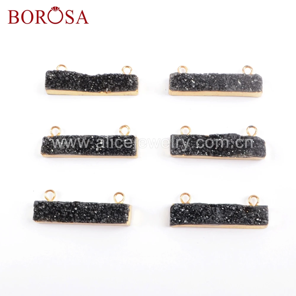 BOROSA оптовая продажа из друзы двойные петли Подвески прямоугольные Золотые