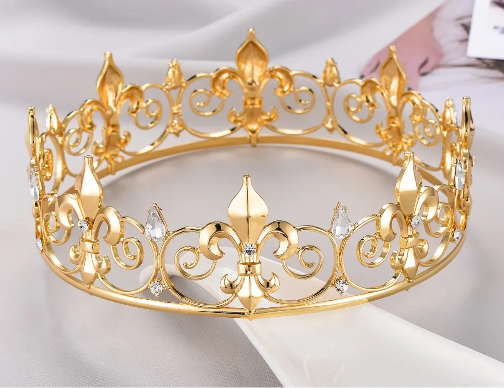 Snuoy винтажная полная круглая Королевская корона золото/серебро Мужская Корона День рождения/вечерние круглые диадемы средневековые украшения corona hombre