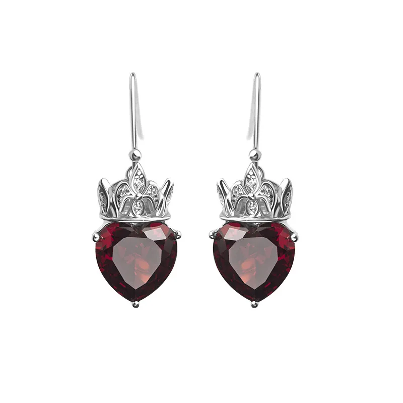 Wong Rain 925 Sterling Silver Heart Sapphire Ruby Gemstone Long Drop Dangle Hook Wedding Engagement Party Earrings Wholesale | Украшения и