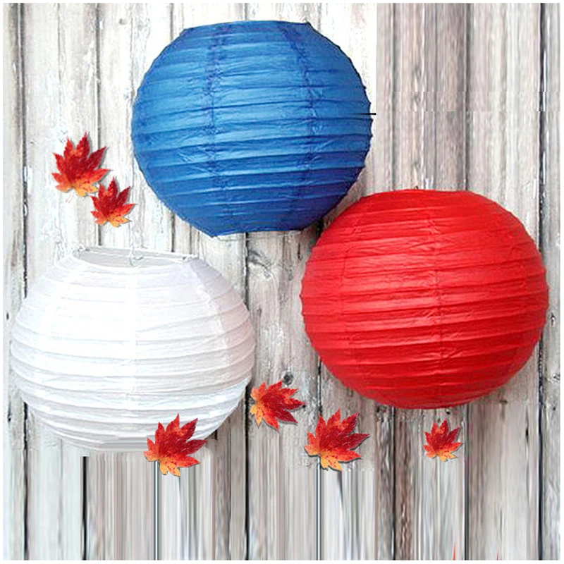 Синие китайские круглые бумажные фонарики 3 шт. 16 дюймов (40 см) свадебные