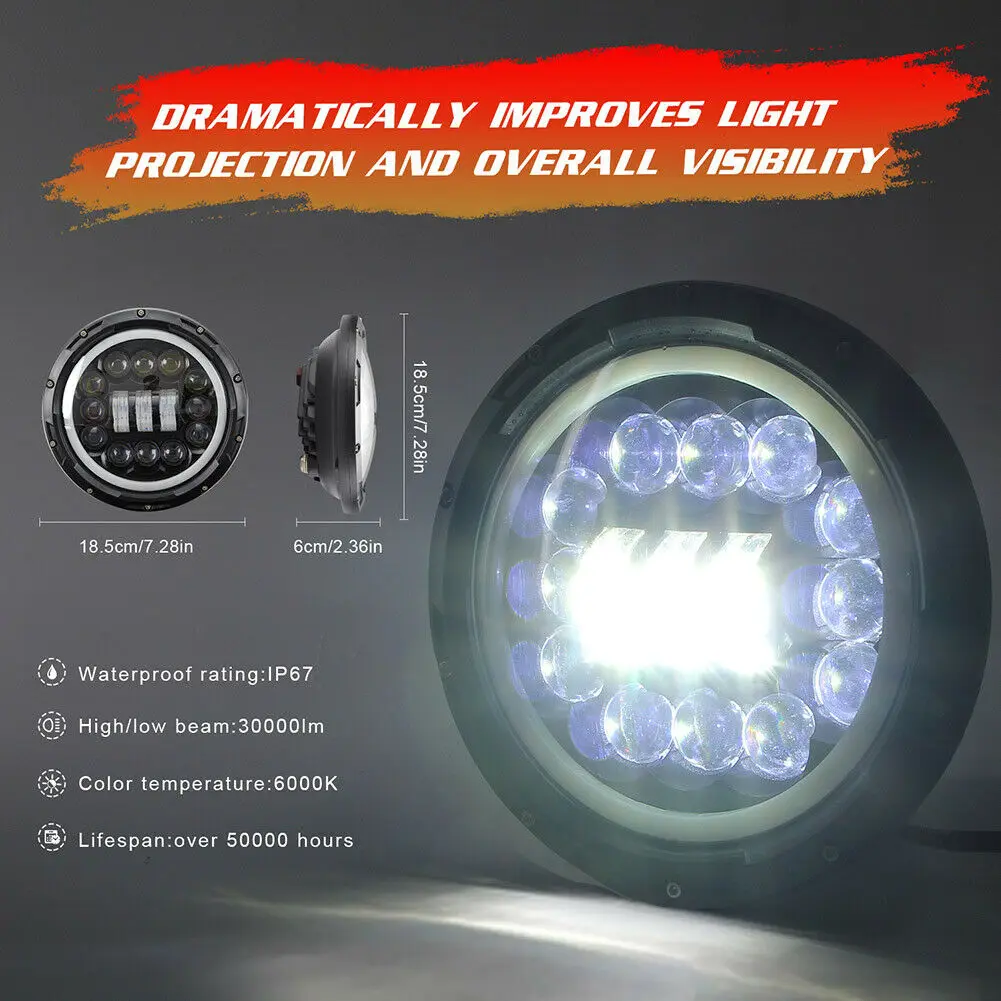2 шт. 400 Вт 7 &quotсветодиодный проектор фара дальнего и ближнего света DRL Angle Eyes для Jeep