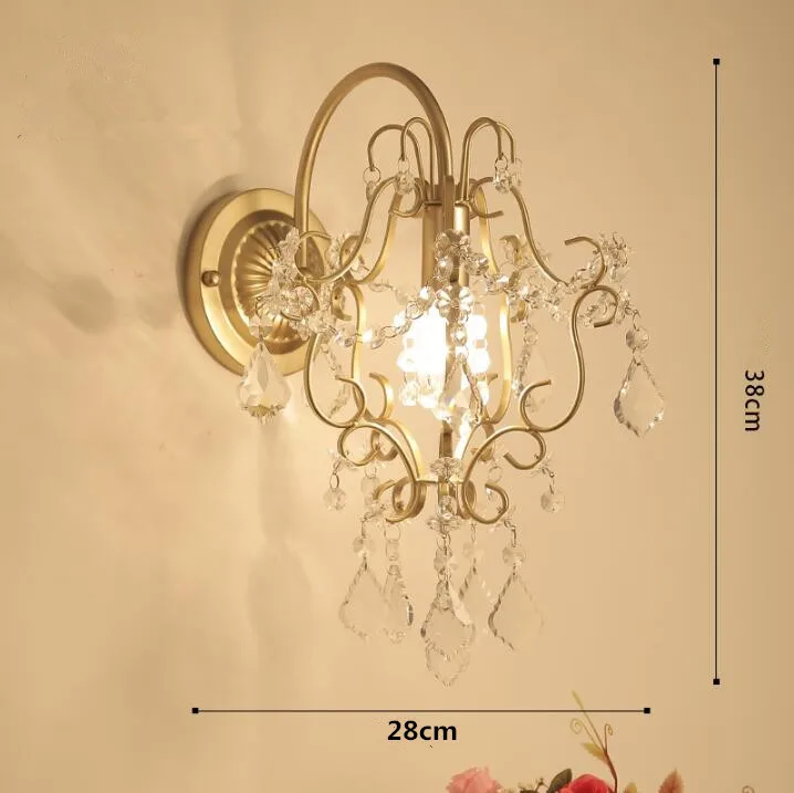Hot crystal wall lamp living room bedside mirror front aisle lights bedroom iron art lamp. | Освещение