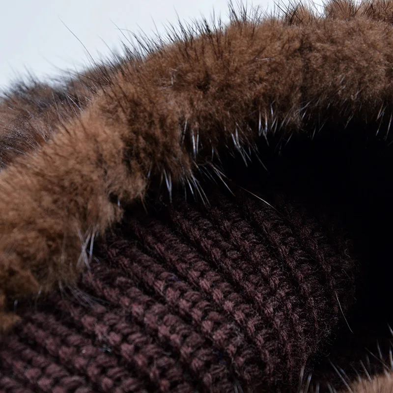 

Real Mink Fur Hat With Flowers Solid Color Women Knitted Cap Autumn Winter Female Warm Thick Beanies 2017 New Casual Headwear