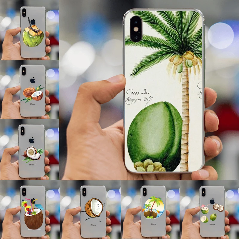 Чехол для телефона из ТПУ LISHE Fruit Coconut on the beach с рисунком iPhone XS Max 8 7 6 6S Plus XR 10 5 5S SE