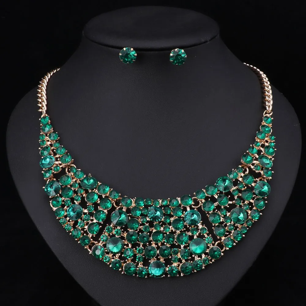 6 видов цветов модные женские туфли свадебные Цепочки и ожерелья Наборы для ухода за кожей Винтаж Colar Украшенные стразами Колье и Подвески Этническая Макси Ювелирные наборы
