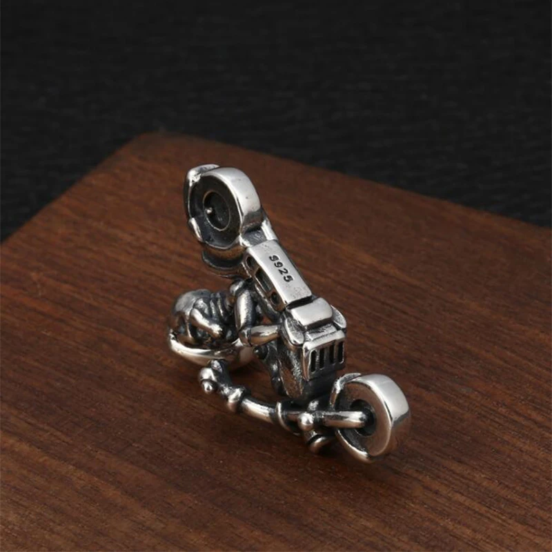 2019 Hiphop Punk Skull Motorcycle Pendant 100% 925 Sterling Silver Men Women Necklace Jewelry making sieraden maken P32 | Украшения и