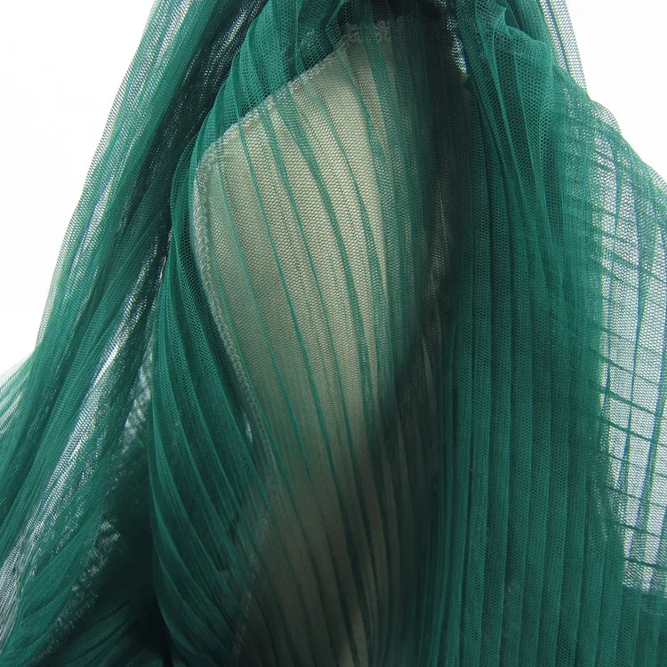 5Metres 158cm Width Evening Gowns Pleated Mesh Fabric Green Crumpled Tulle Net For Skirt Dress Organ Folded Gauze | Дом и сад