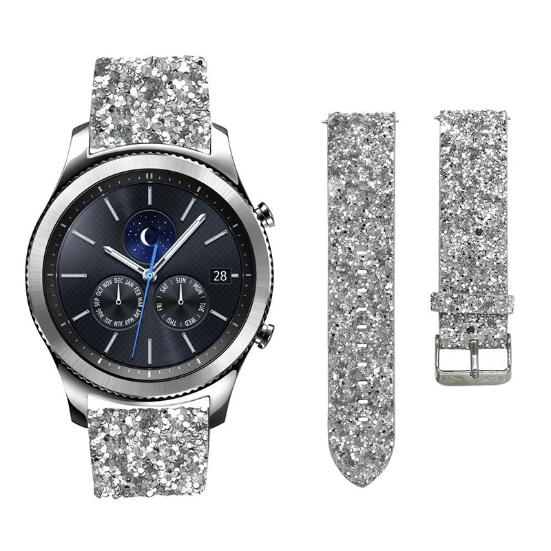Ремешок для часов Huami Amazfit 1 2 роскошный блестящий кожаный браслет Samsung Gear S3 Huawei Watch