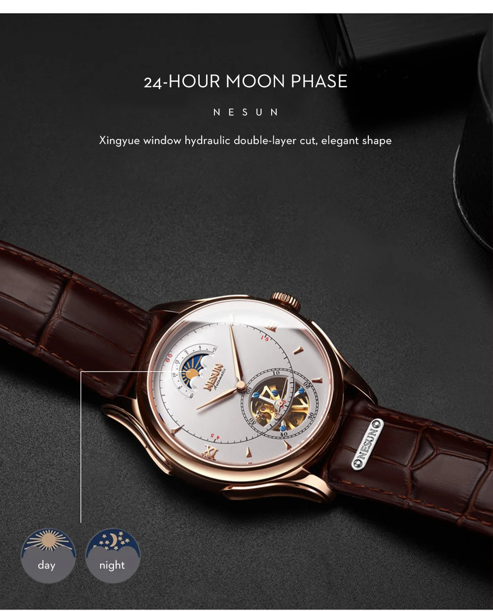 Швейцария NESUN Tourbillon механические часы для мужчин люксовый бренд автоматический бизнес Скелет Водонепроницаемый Relogio Masculino M9038-4