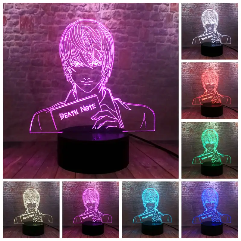 Светильник Death Note фигурка модели 3D Иллюзия светодиодный светильник 7 цветов