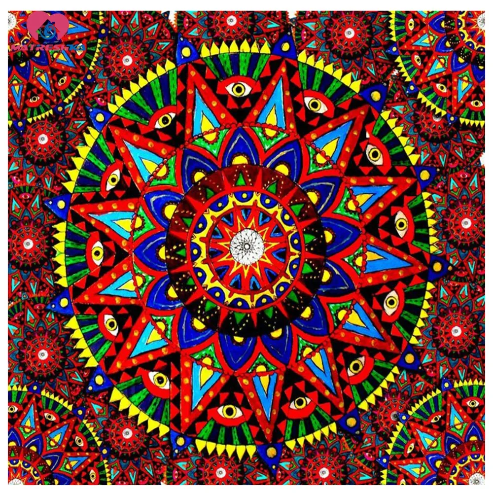 Алмазная 5D картина из смолы полноформатная 3D вышивка религиозная синяя мандала