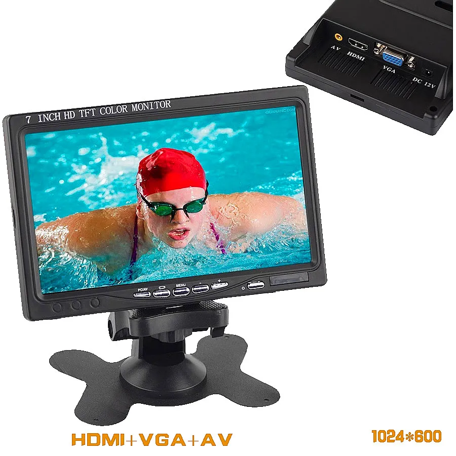 7 дюймовый ЖК экран Raspberry PI 3 дисплей автомобильный монитор HDMI + VGA AV 1024*600 HD