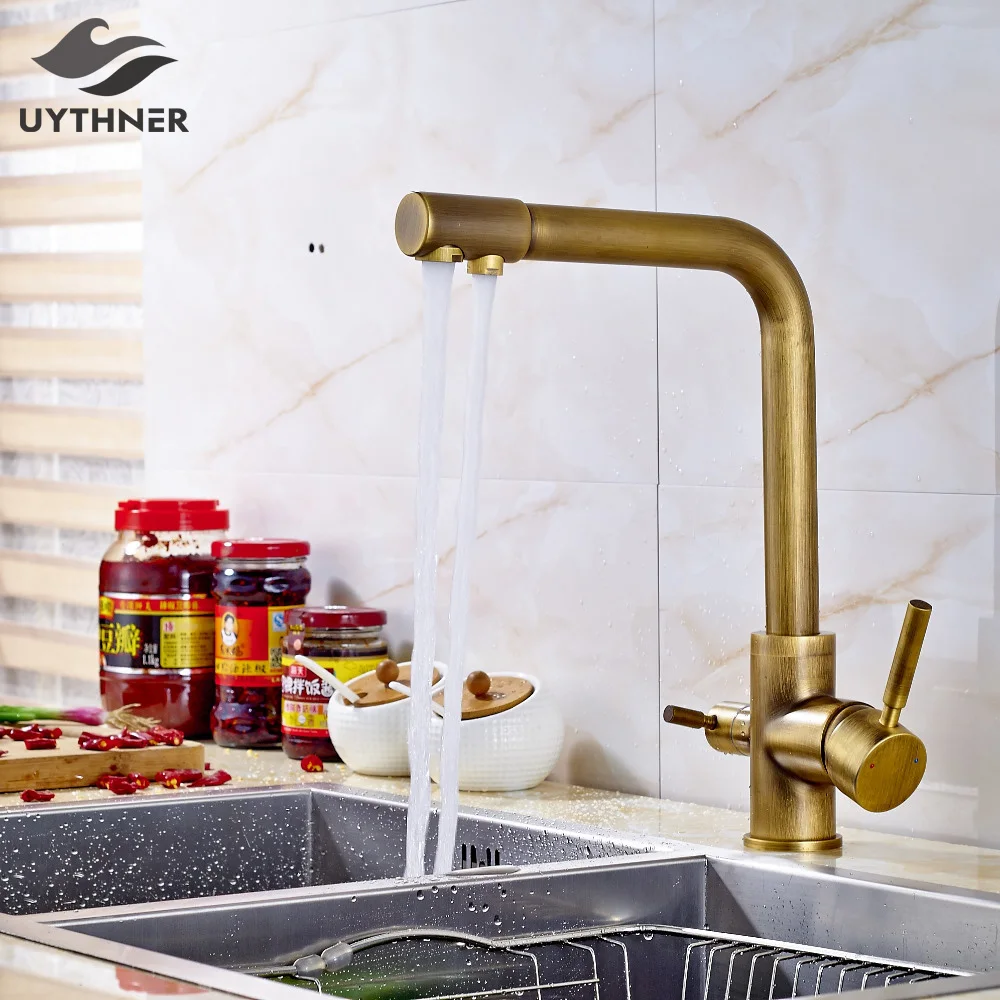 Смеситель кухонный из твердой латуни с двумя выемками|brass kitchen|mixer tapbrass kitchen faucet |