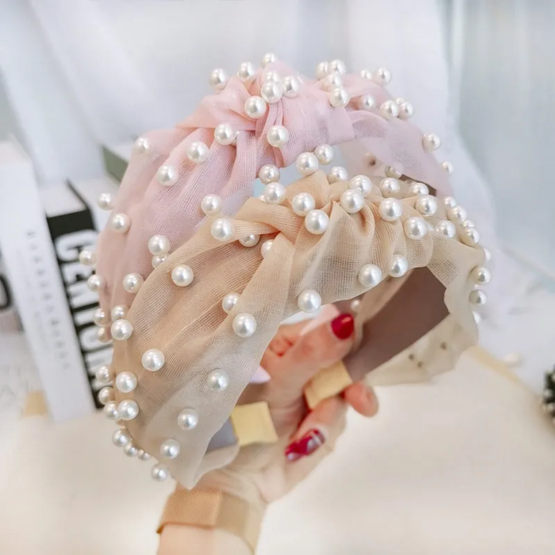 

Tie Head Band Women's Headband Hair Hoop Knot Accessories Lace Pearl Hairband
