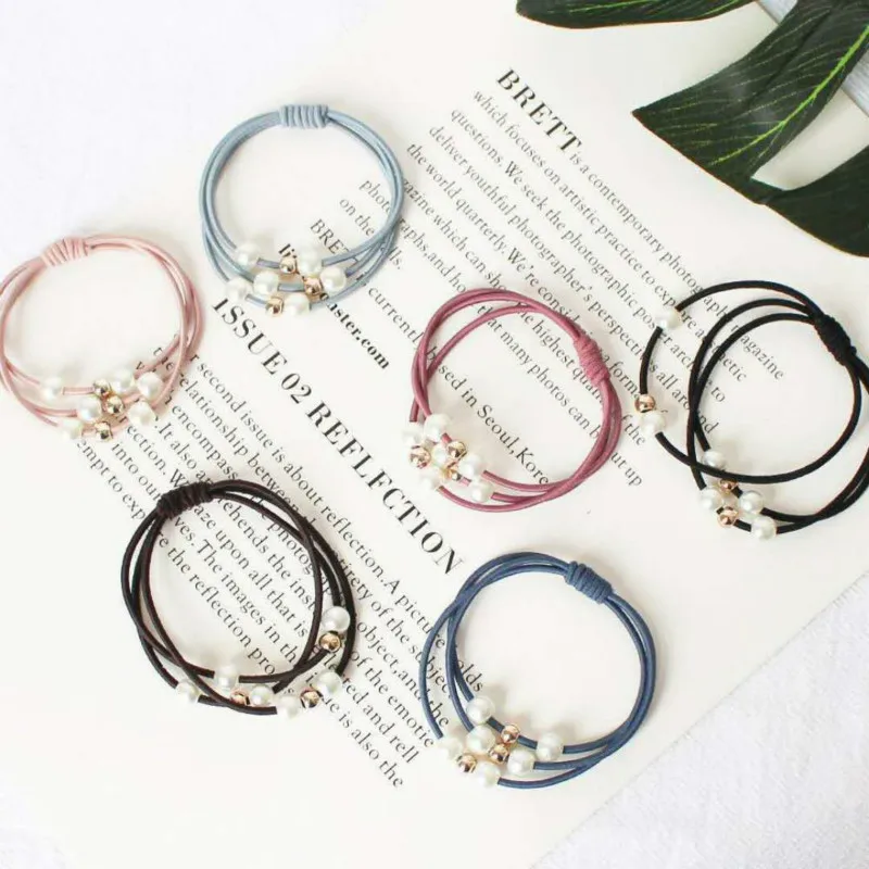 2021 Hair Accessories Pearl Elastic Rubber Bands Ring Headwear Girl Band Ponytail Holder Scrunchy Rope Jewelry |