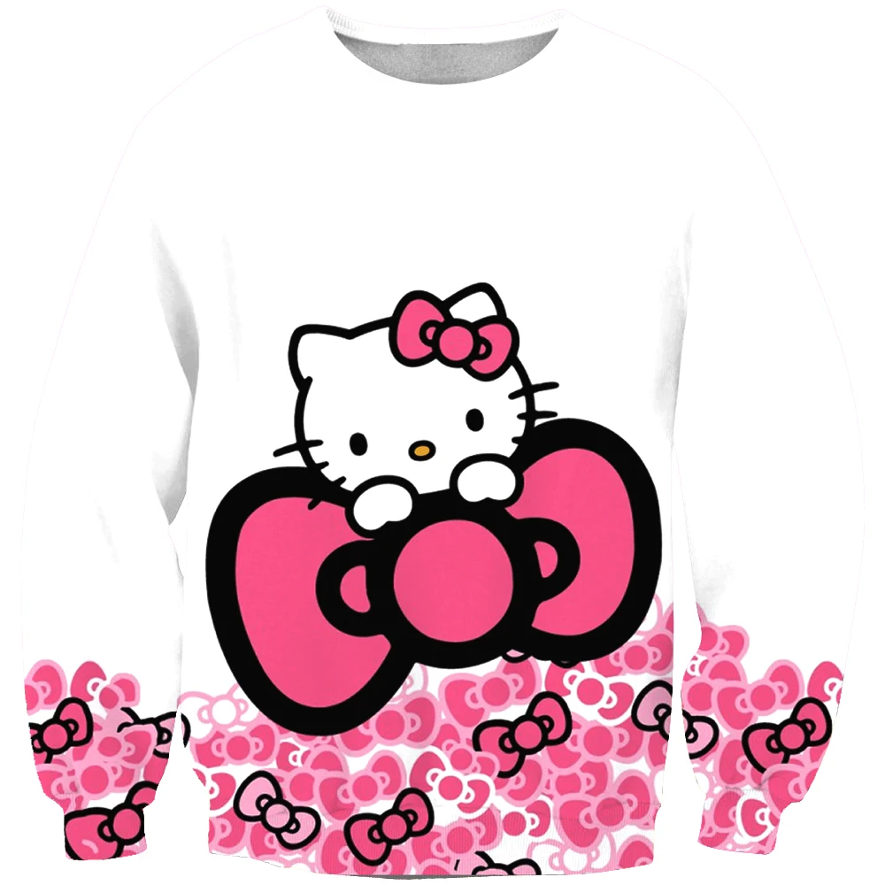 Модная мужская толстовка с 3D принтом hello kitty простая повседневная белая свободная