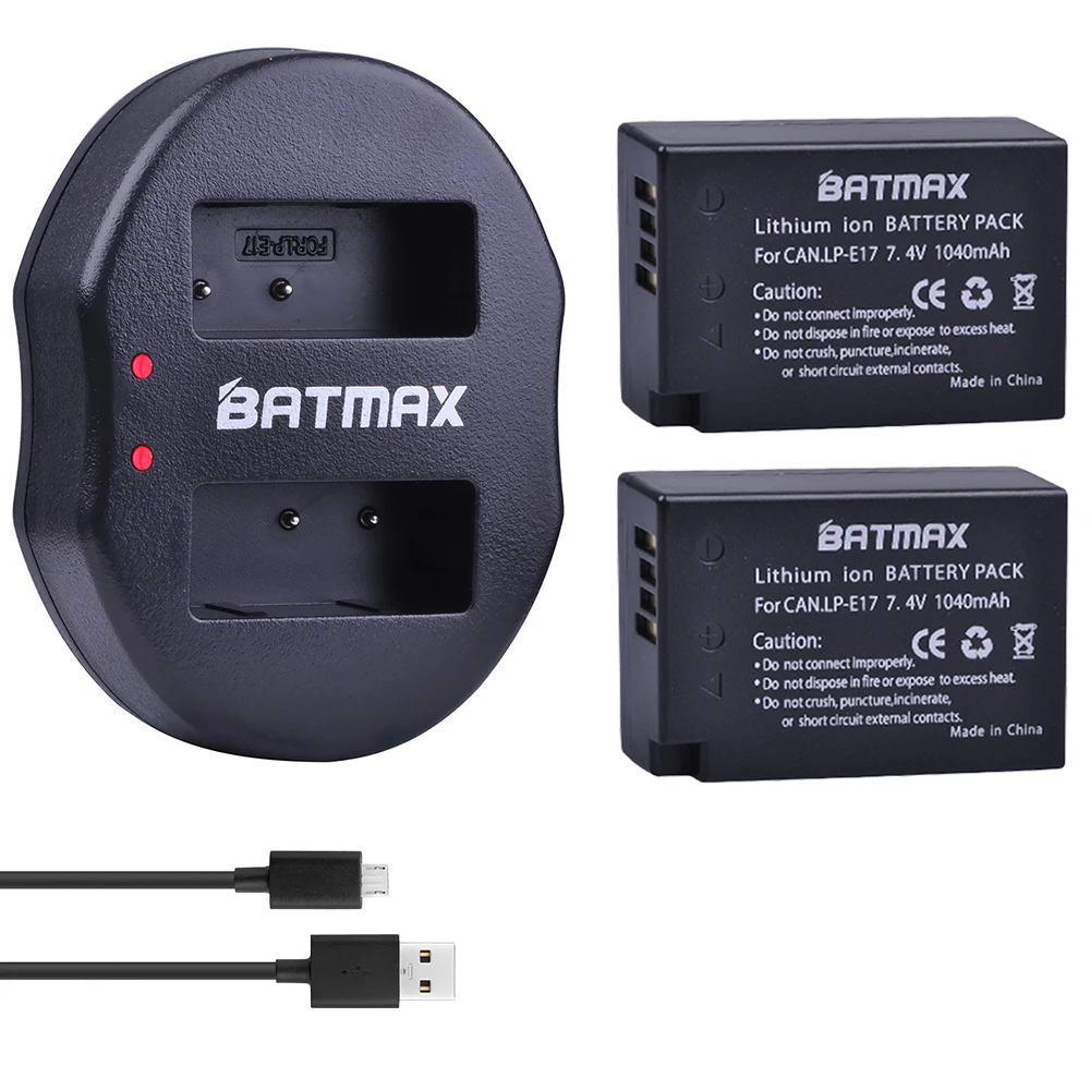 

2X LP-E17 LPE17 LP E17 Battery Batterie AKKU + USB Dual Charger for Canon EOS 200D M3 M5 M6 750D 760D T6i T6s 800D Kiss X8i