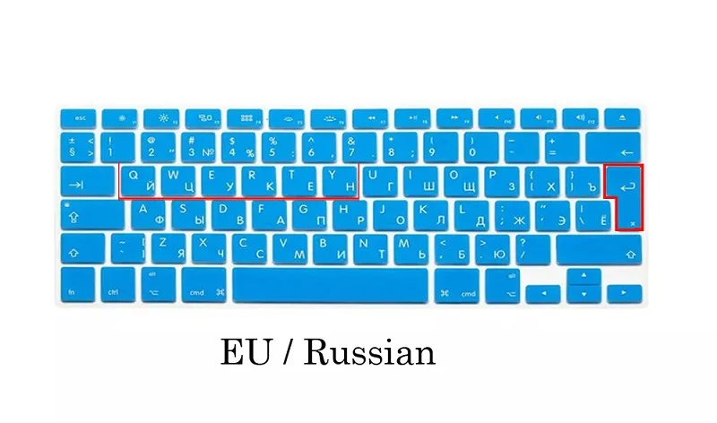 EU blue ЕС/США силиконовый чехол для Macbook Pro retina 13 15 русская клавиатура A1502 A1398 для Macbook retina 13 15 русская крышка клавиатуры - Цвет: EU blue