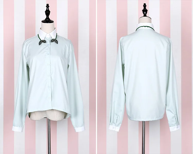 Женщины Мята зеленая рубашка Симпатичные листья мяты перечной с отложным