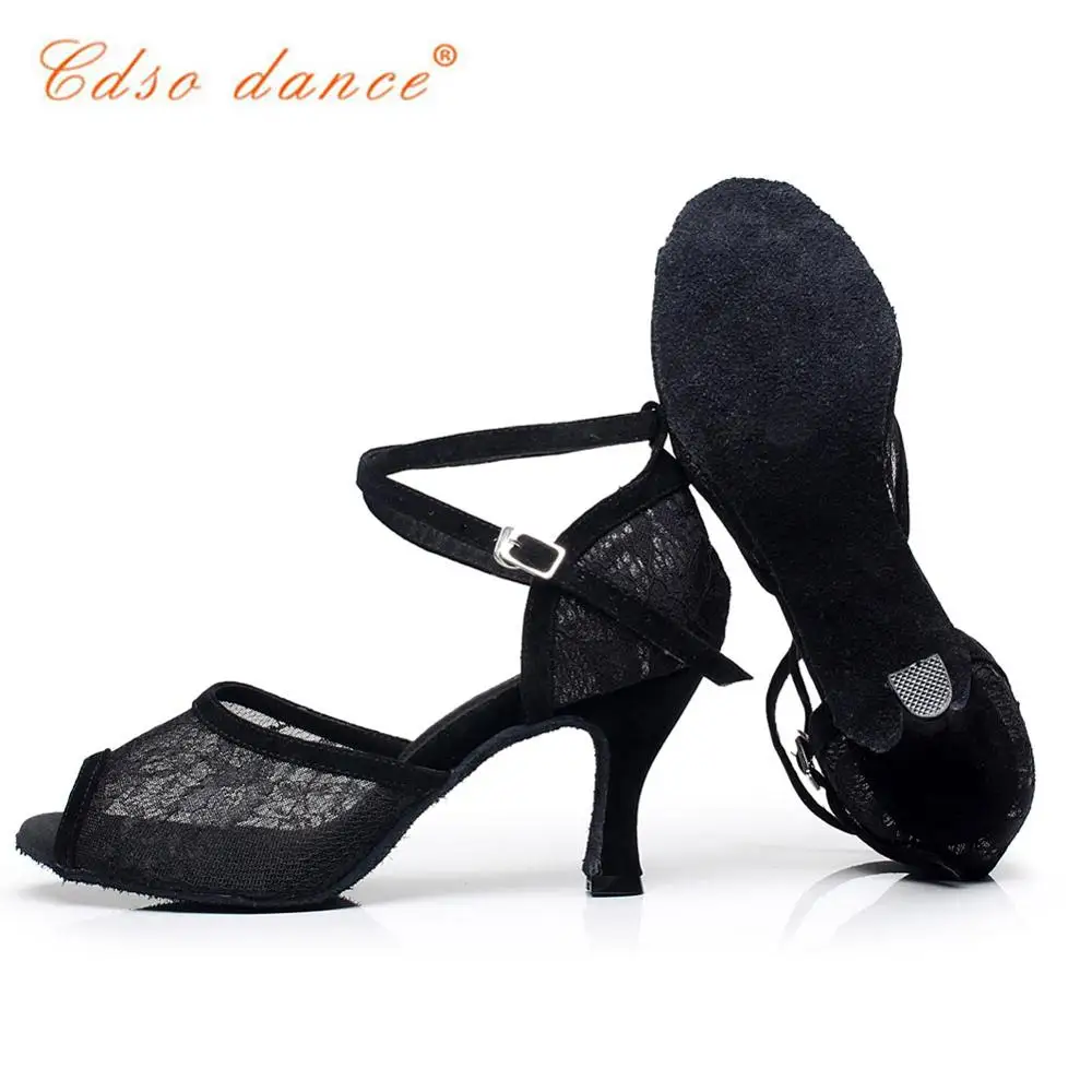 2.95 inch heel Cdso/Танцевальная Брендовая обувь; коллекция 10316 года; Черная танцевальная обувь с вырезами; Танцевальная обувь для латинских танцев momen/salsa; женская Обувь для бальных танцев - Цвет: 2.95 inch heel