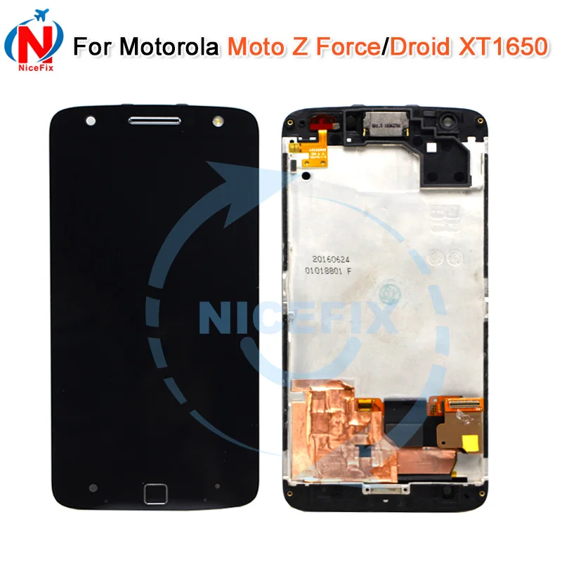 Для Motorola Moto Z Force Droid XT1650 ЖК дисплей сенсорный экран дигитайзер Рамка Замена для