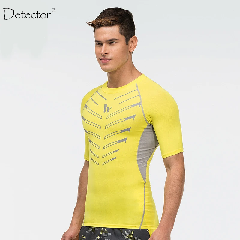 Detector Sport Man Leopard Camiseta Fitness Mens Compression Shirt Crossfit T-Shirt Running Tshirt Homme Cool Gym Clothing | Спорт и