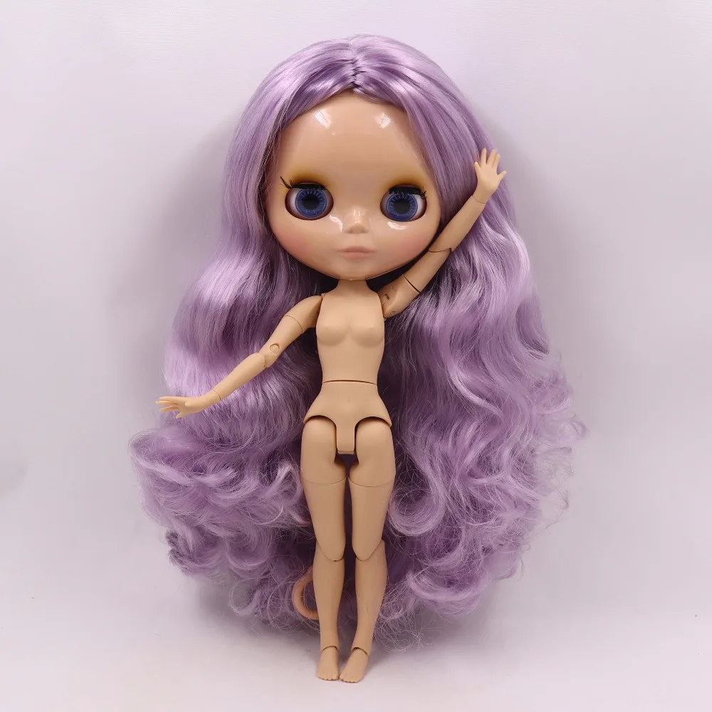 Ледяная кукла DBS Blyth тело из кожи загара блестящее лицо длинные фиолетовые волосы