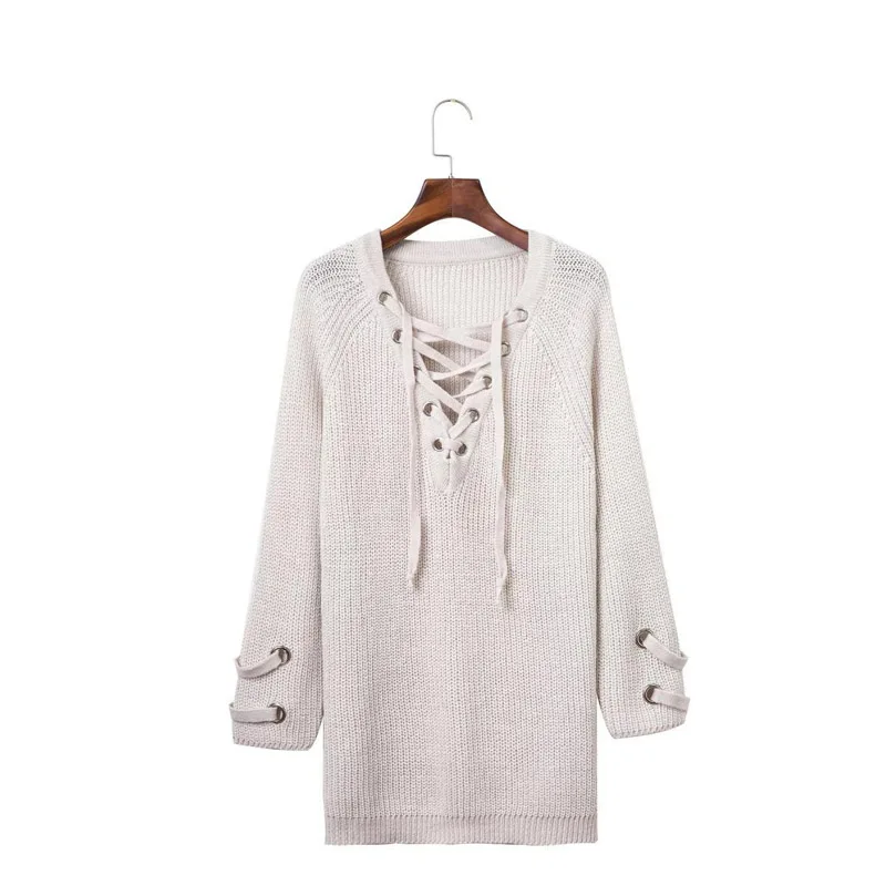 2019 autumn straps long sleeves with V-neck knit women's sweater Free shipping | Женская одежда
