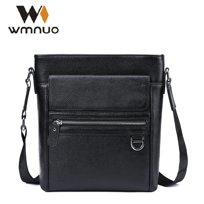 

Wmnuo New Shoulder Bag Men Genuine Cow Leather Crossbody Bag For Men Zipper Ipad Bag Male Messenger Business Bag Hot Sale 5008
