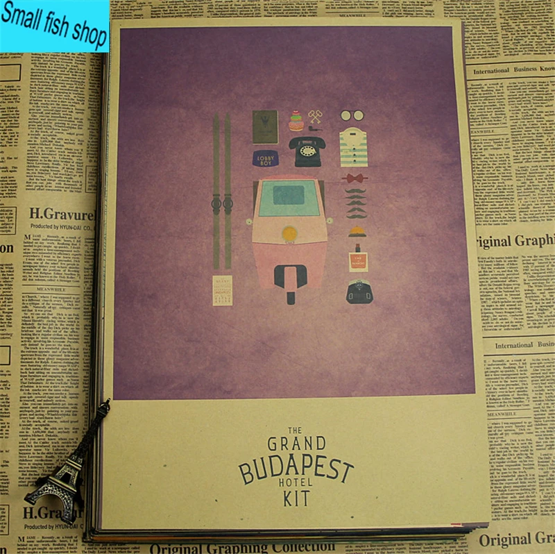 Украшение для дома в стиле Гранд Будапешт ретро постер из крафт фильма с рисунком