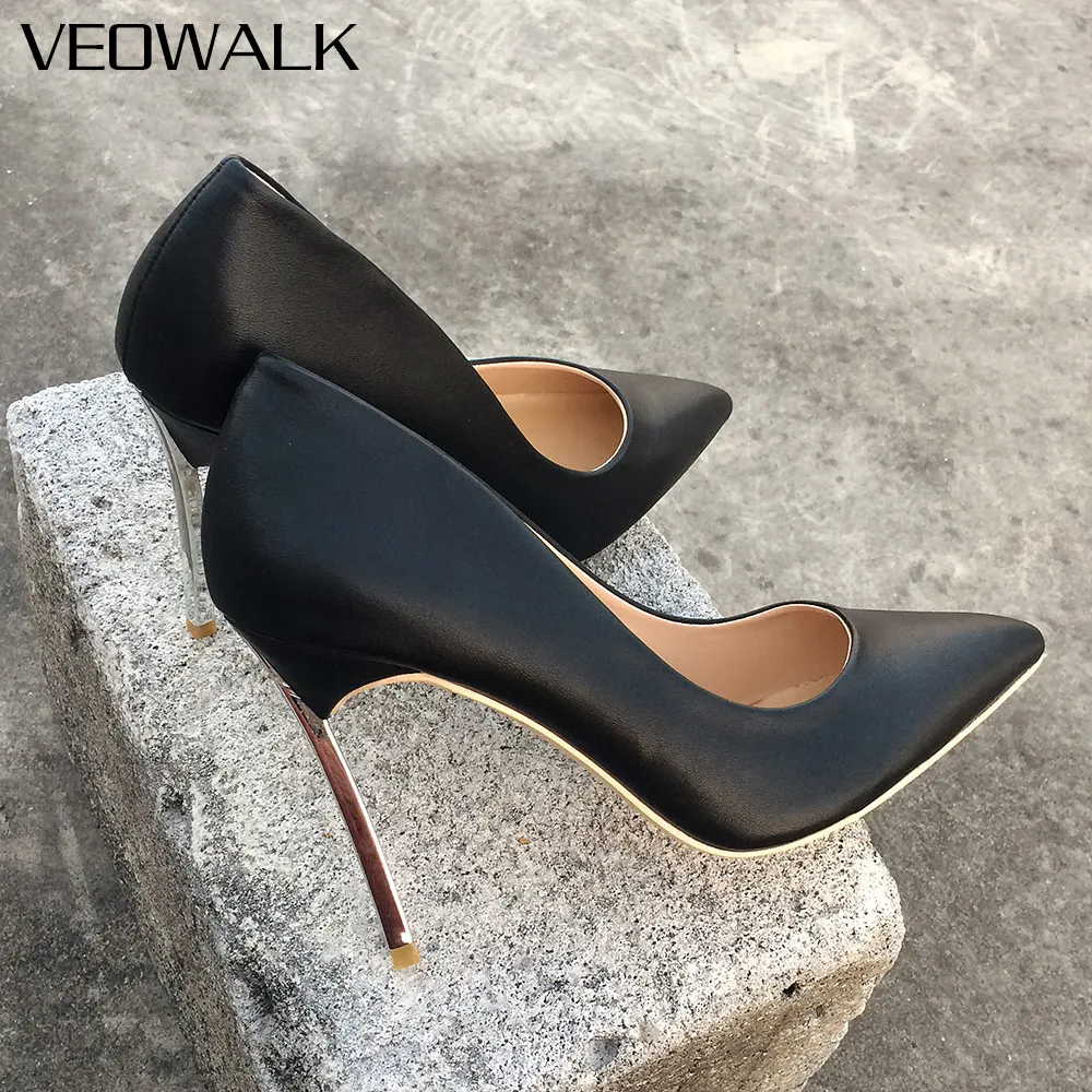 Veowalk/однотонные женские пикантные туфли-лодочки с острым носком; обувь на очень высоком тонком каблуке; женская модная дизайнерская обувь для вечеринки и свадьбы