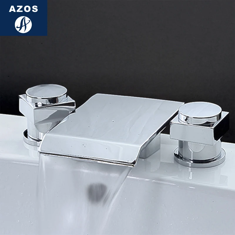 Azos Split FaucetWaterfall латунный хромированный переключатель холодной и горячей воды